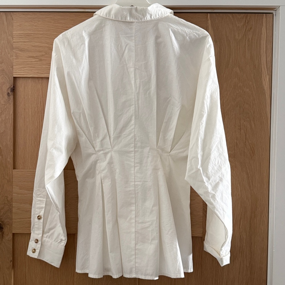 Anthropologie Belted Buttondown Shirt, Off-White/ Cream, US Size 6 NWT - Picture 7 of 7